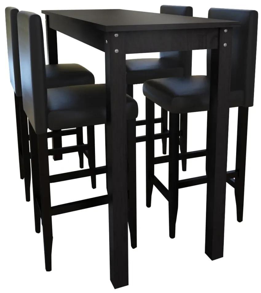 vidaXL Barový stôl so 4 barovými stoličkami, čierny | BIANO