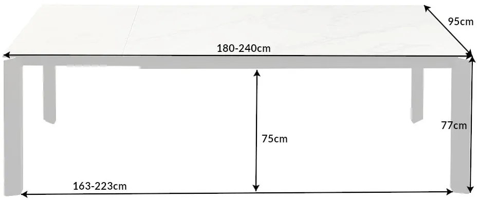 Rozťahovací jedálenský stôl X7 180-240cm biely mramor