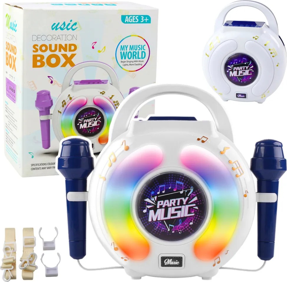 LEAN Toys Karaoke sada Dva mikrofóny Bluetooth reproduktor MP3 nahrávanie LED
