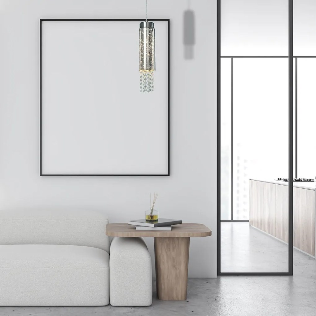 Závesné svietidlo Moonlight, 1x kryštáliky/akrylové tienidlo, ch