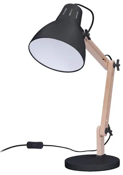 Solight WO57-B − Stolná lampička FALUN 1xE27/25W/230V čierna/dub