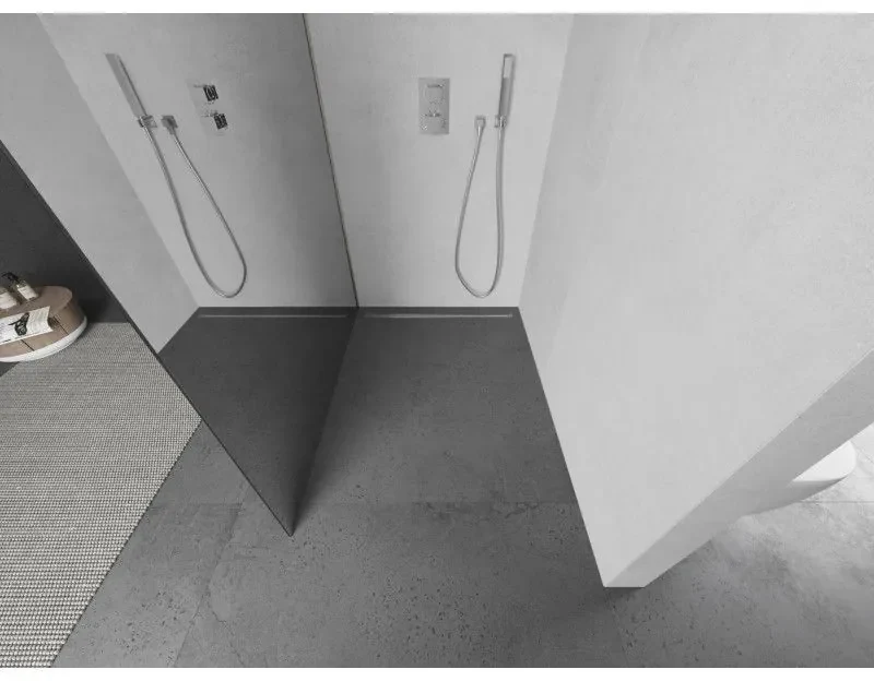 Mexen Kioto L, sprchová zástena Walk-In 70 x 200 cm, 8mm sklo vzor zrkadlo, brúsená oceľ profil, 800-070-103-97-50