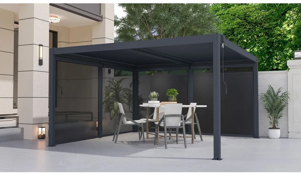 G21 Bioklimatická pergola Austin 4x4 m, antracitová hliníková
