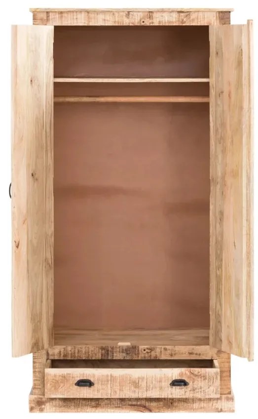 furniture-nabytek.cz - Masívna šatní skriňa Caribou z mangového dreva, lakovaná, prírodná farba – 90×60×180 cm