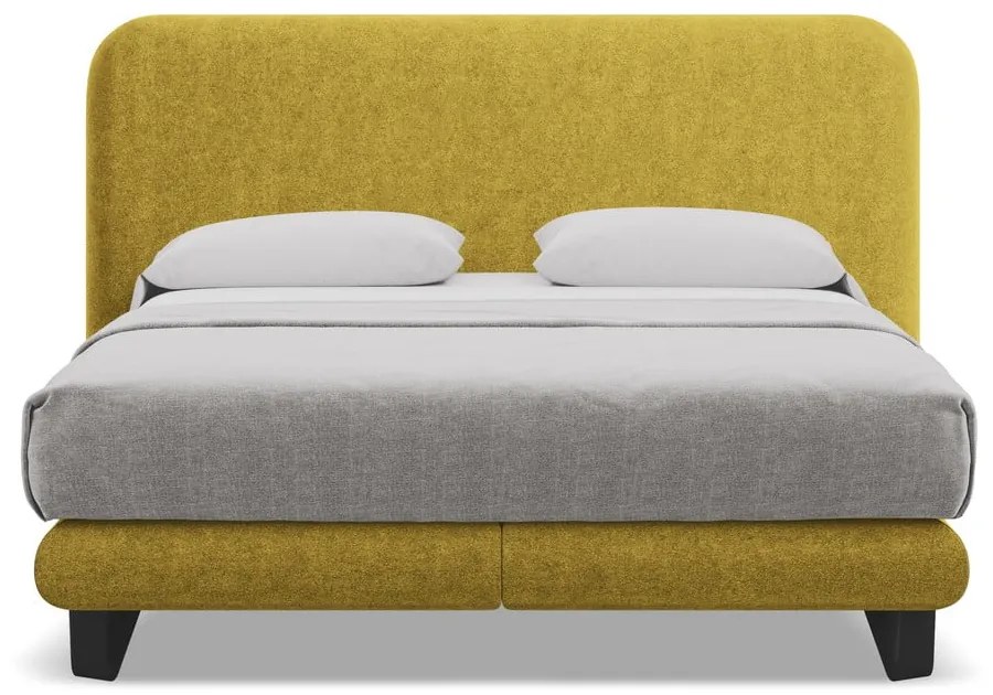 Boxspring posteľ 140x200 cm v horčicovej farbe Ilima – Makamii