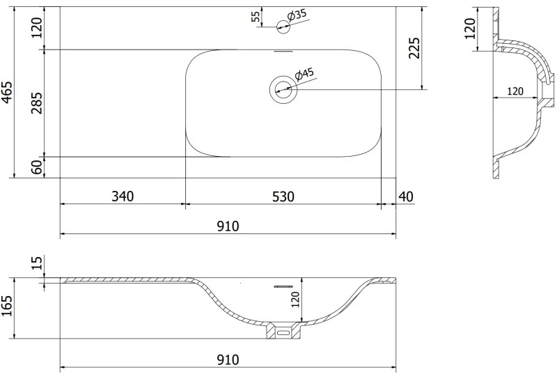 Mexen Orio, kúpeľňová skrinka 90 cm s pravým umývadlom Vela, 2S, 1D, biela lesklá, 91A13-09047-3-BBFFF00-W23P00