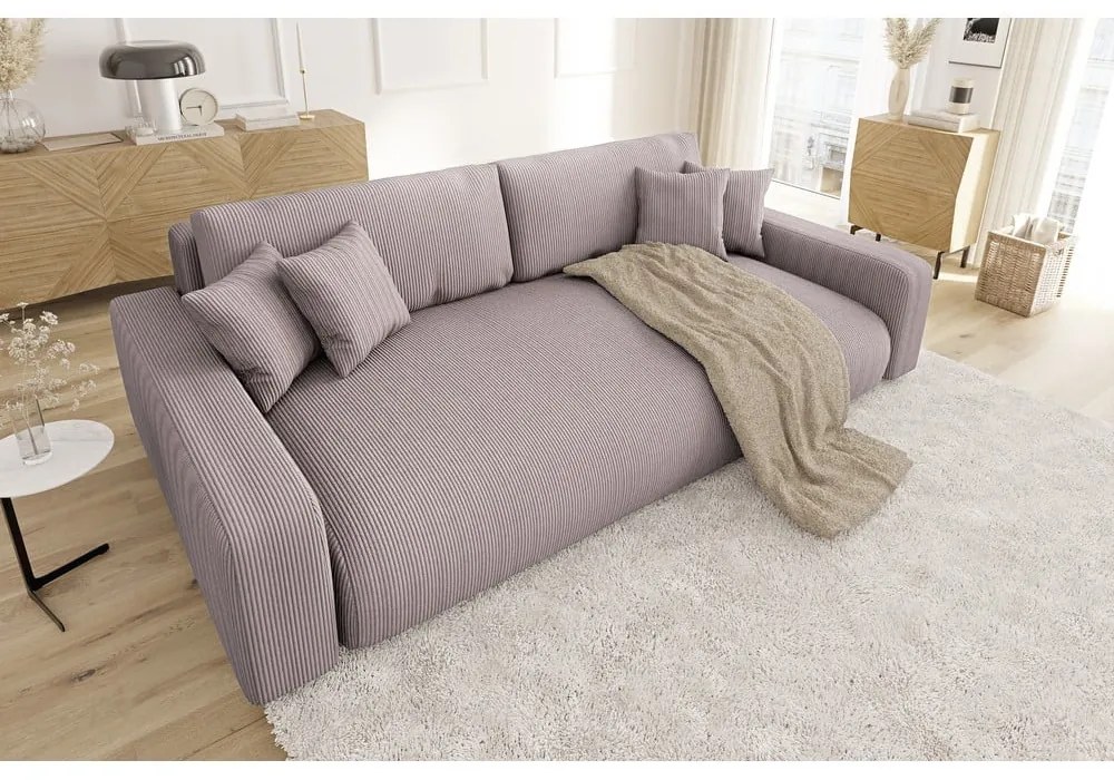 Svetloružová menčestrová rozkladacia/s úložným priestorom pohovka 234 cm Sara – Ropez