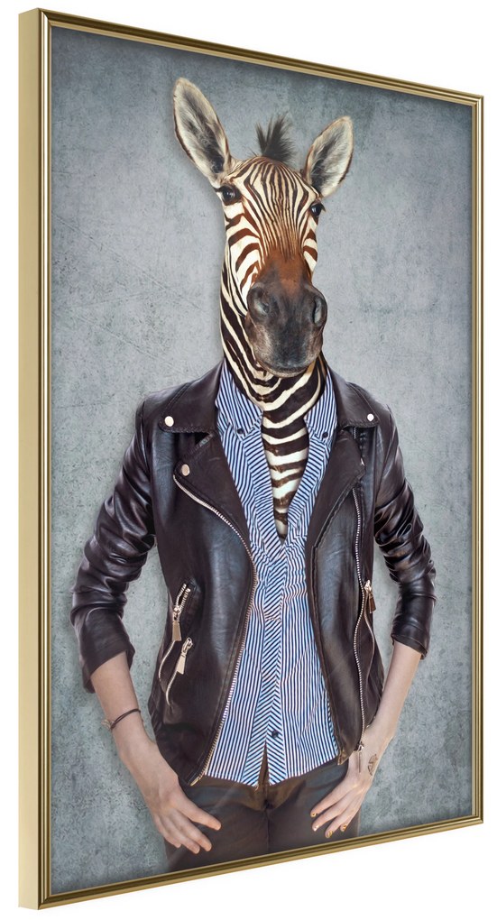 Artgeist Plagát - Zebra Ewa [Poster] Veľkosť: 20x30, Verzia: Zlatý rám s passe-partout