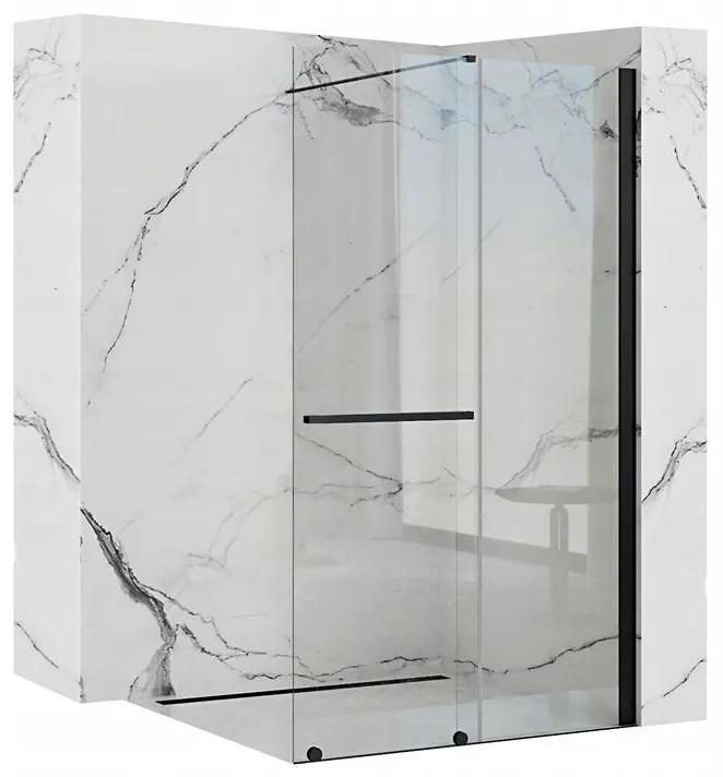 Rea - Cortis posuvná sprchová zástena 100x195cm, 6mm sklo, číre sklo / čierny profil, REA-K7740