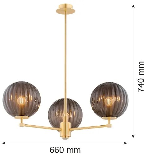 Argon 6310 - Luster na tyči PALOMA 3xE14/7W/230V zlatá/čierna