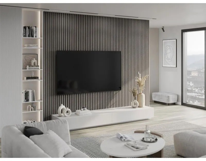 Mexen Lam-F, akustické stenové lamely 275 × 30 cm, plstený podklad 8 mm, technická dyha, dub striebristý, S105-275307-3015-007