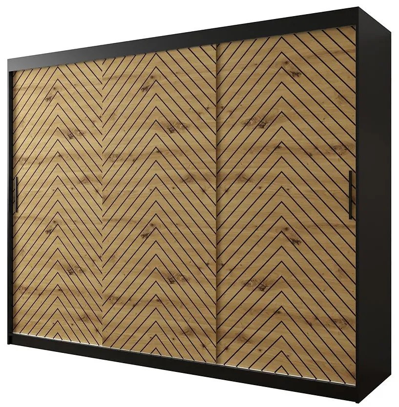 Skriňa Jodełka 1 250 čierna/dub Artisan/čierna