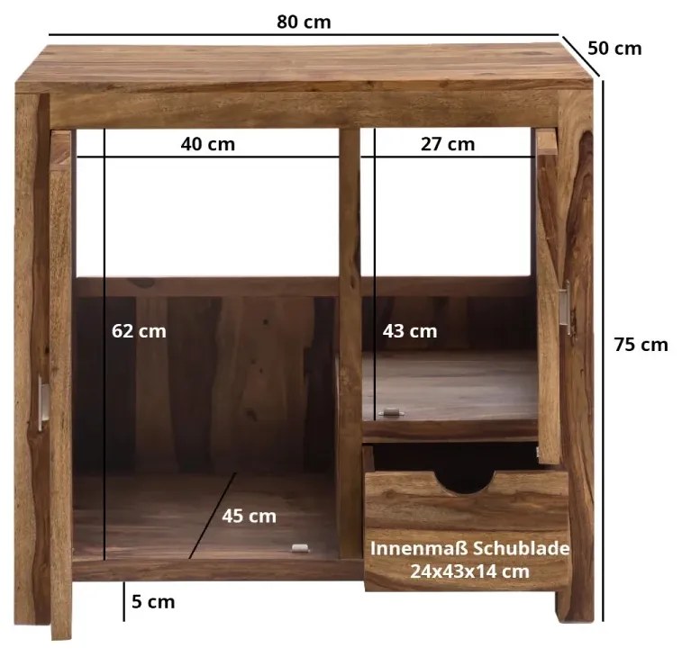 furniture-nabytek.cz - Masivní umyvadlová skříňka Lagos z palisandrového dřeva, lakovaná, hnědá