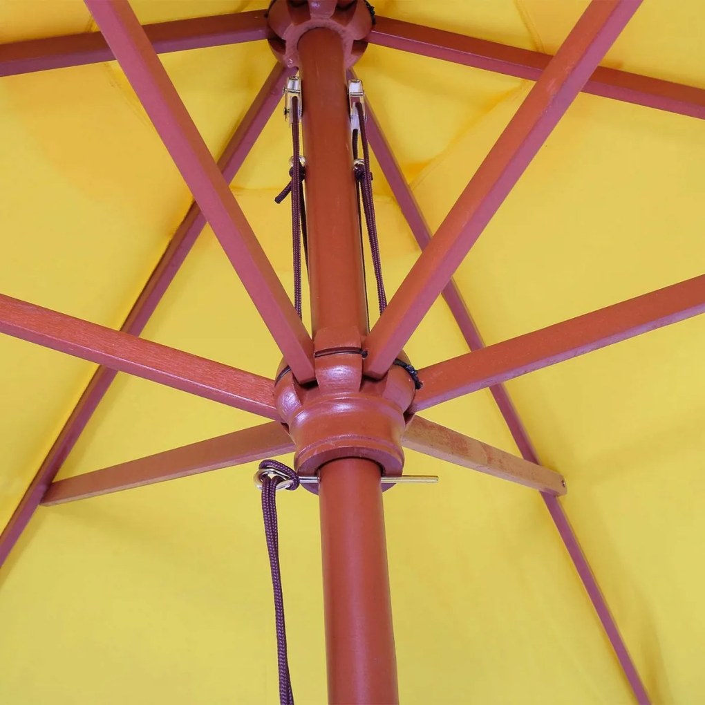 Slnečník Florida Ø 3m - polyester/drevo - žltá