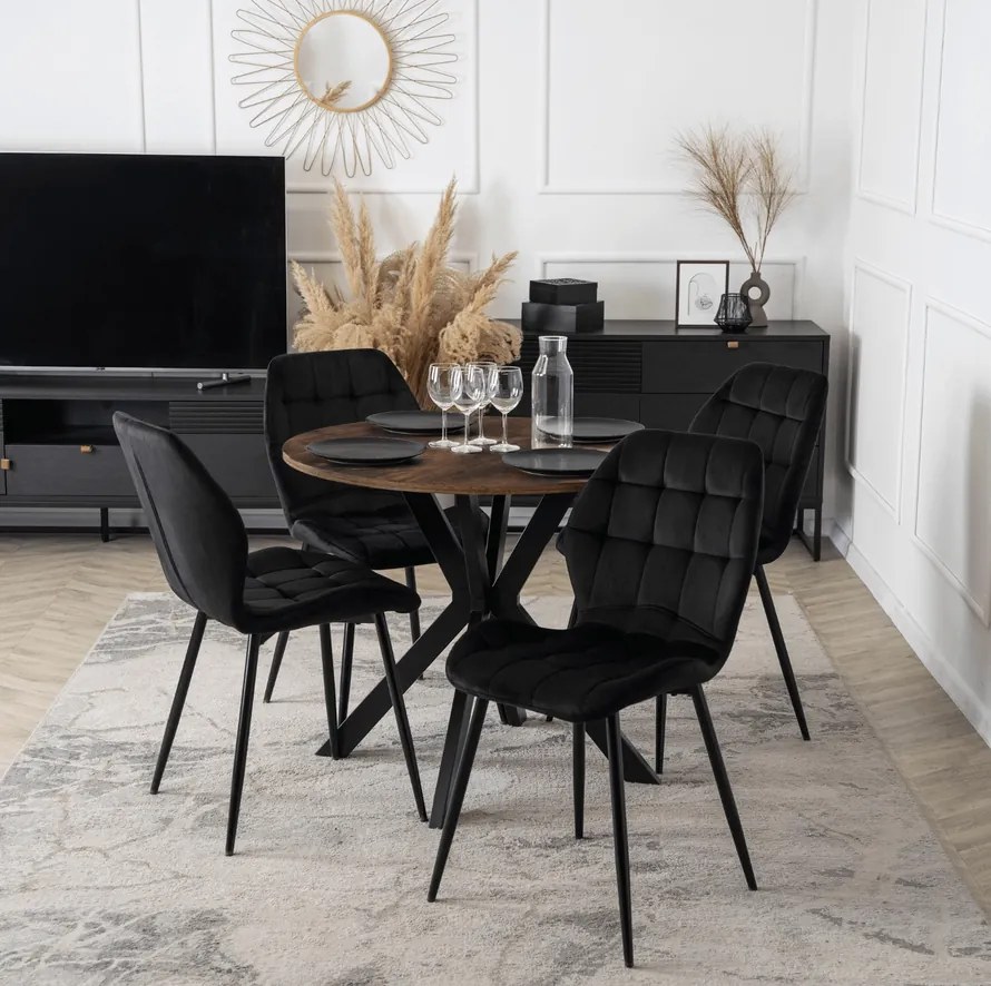 Stôl ERION 80 cm Dub Rustikál / čierny