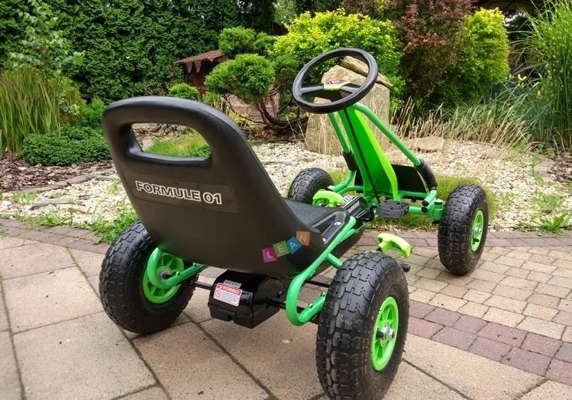 RAMIZ ŠĽAPACIA KÁRA GOKART A15 S NAFUKOVACÍMI KOLESAMI - Zelená 2024