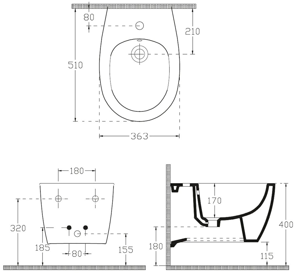 Isvea Isvea, SENTIMENTI bidet závesný 36x51 cm, 10AR41010SV