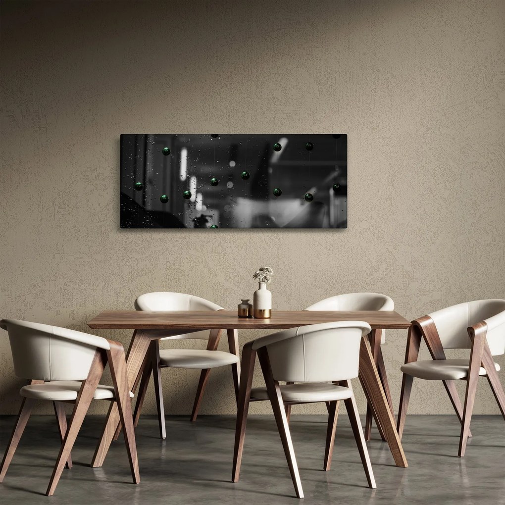 Abstraktný obraz - zelené guličky (120x50 cm)