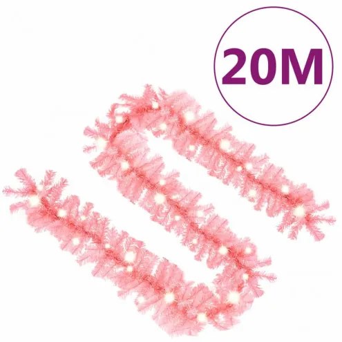 vidaXL Vianočná girlanda s LED svetielkami 20 m ružová-