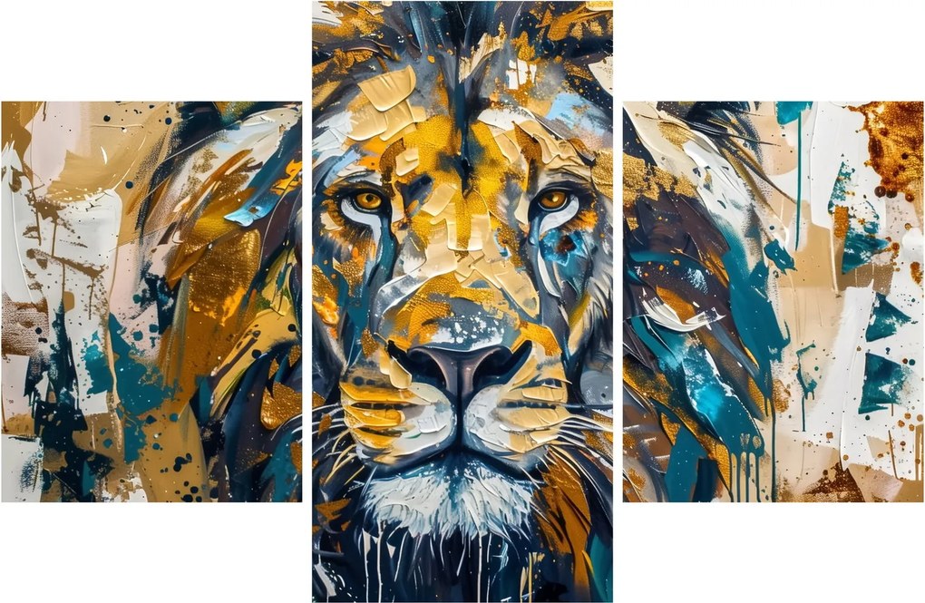 Obraz - Abstraktná olejomaľba s levom (90x60 cm)