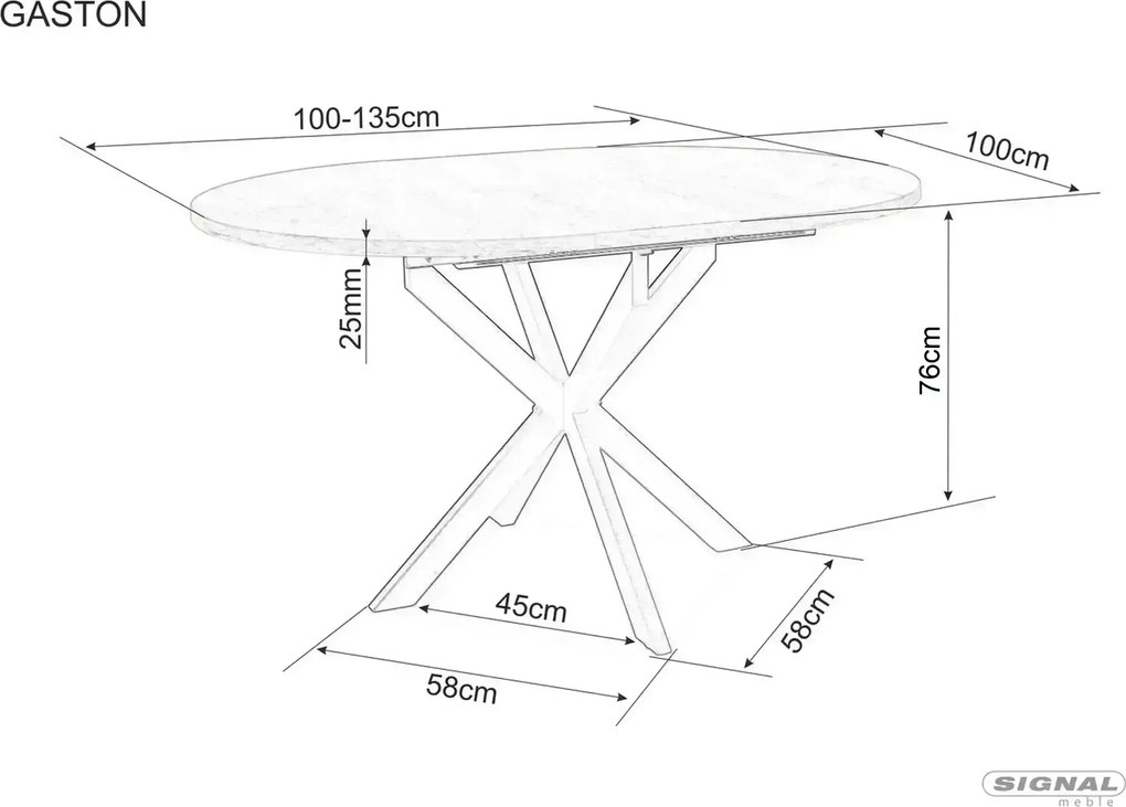 Jedálenský rozkladací stôl Gaston 100/135 cm keramika - výber z 3 prevedení