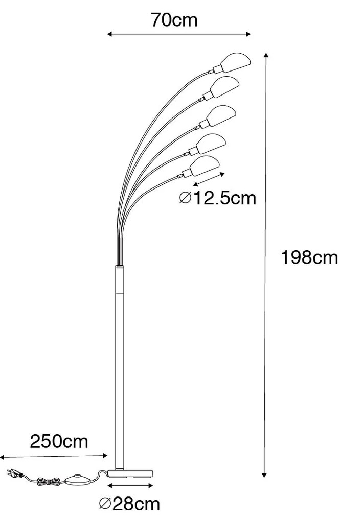 Dizajnová stojaca lampa tmavo bronzová so zlatom 5-svetlo - Sixties Marmo