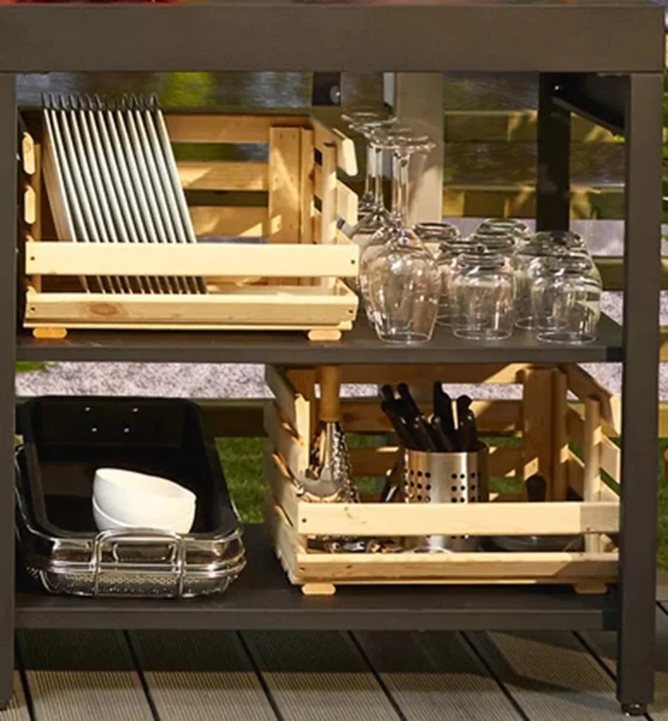 Čisté dřevo Drevená debnička, s predným výkrojom, stohovateľná, 37 x 28 x 21 cm