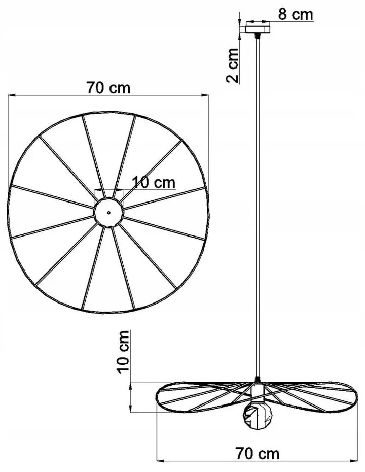 Čierne závesné svietidlo ø 70 cm Elliot – Sollux