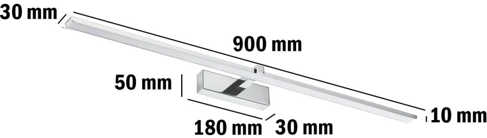 Svietidlo nad zrkadlo VENUS LED kúpeľňové nástenné svietidlo 18W 1100lm Chróm Neutrálne 90cm