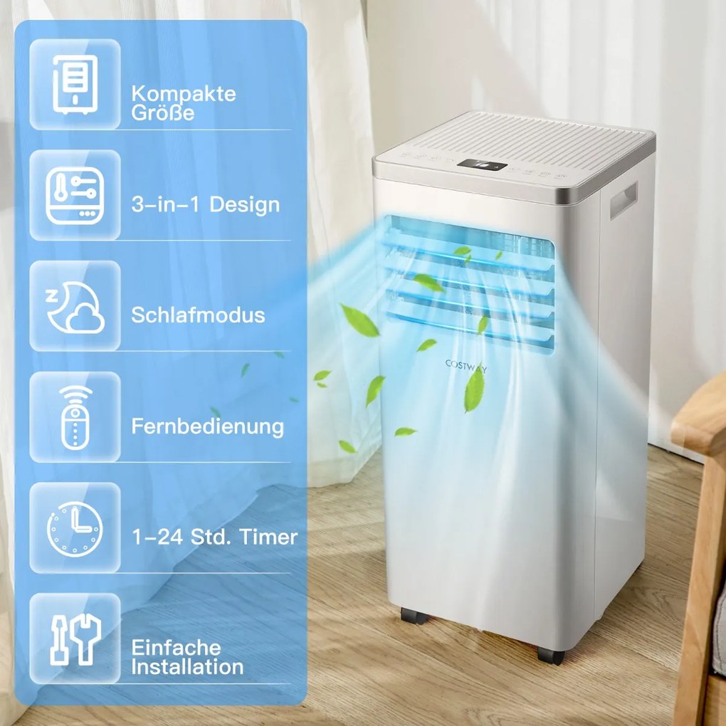 4 v 1 mobilná klimatizácia Chladenie&Ventilácia&Vysúšanie Klimatizácia s výfukovou hadicou 7000BTU biela