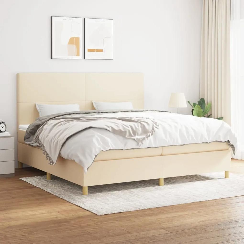 Boxspring posteľ s matracom krémová 200x200 cm látka 3142206