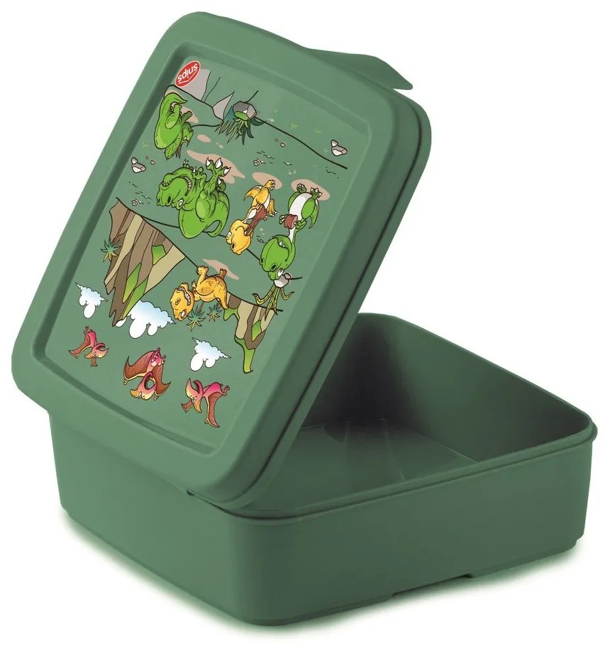 Zelený detský desiatový box Dinosaur – Snips