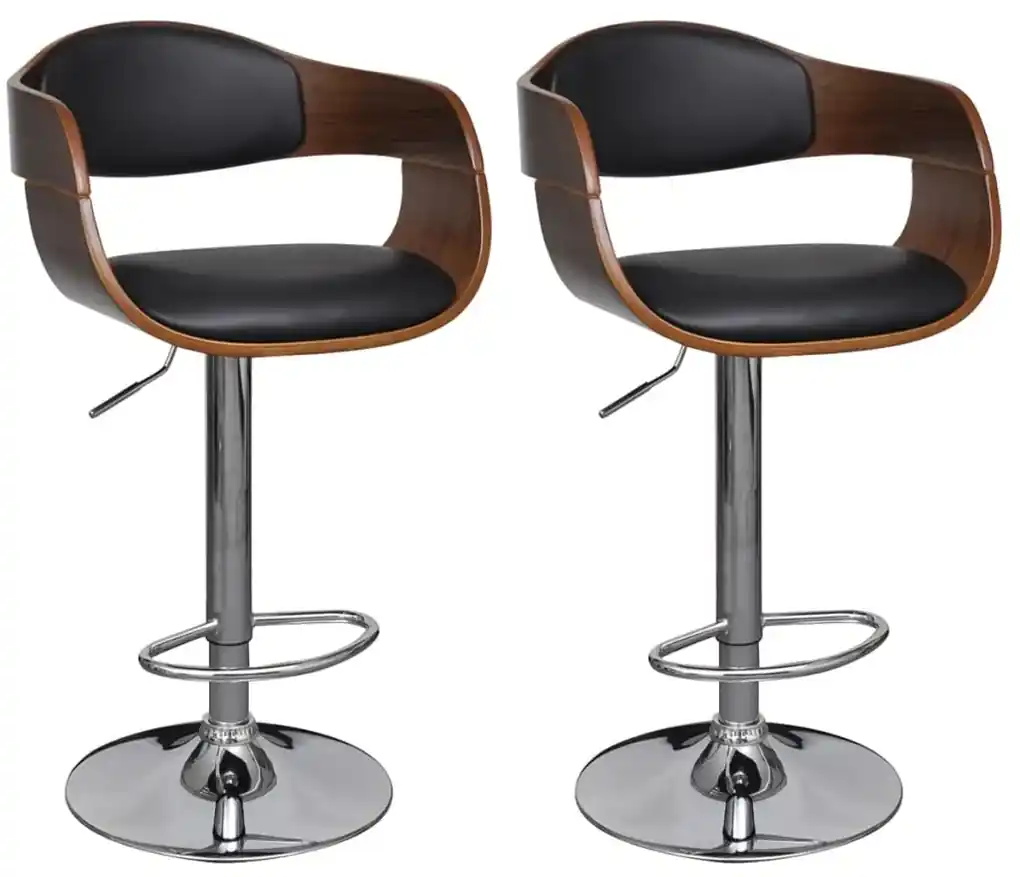 vidaXL Barové stoličky 2 ks, ohýbané drevo a umelá koža | BIANO