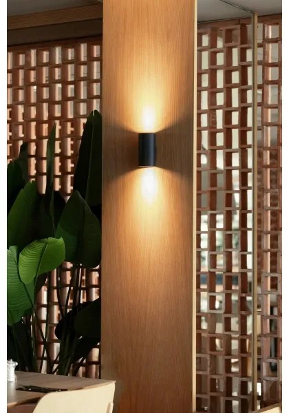 FARO 40543 - Nástenné svietidlo SOLE 2xGU10/8W/230V čierna vrúbkovaná guľatý