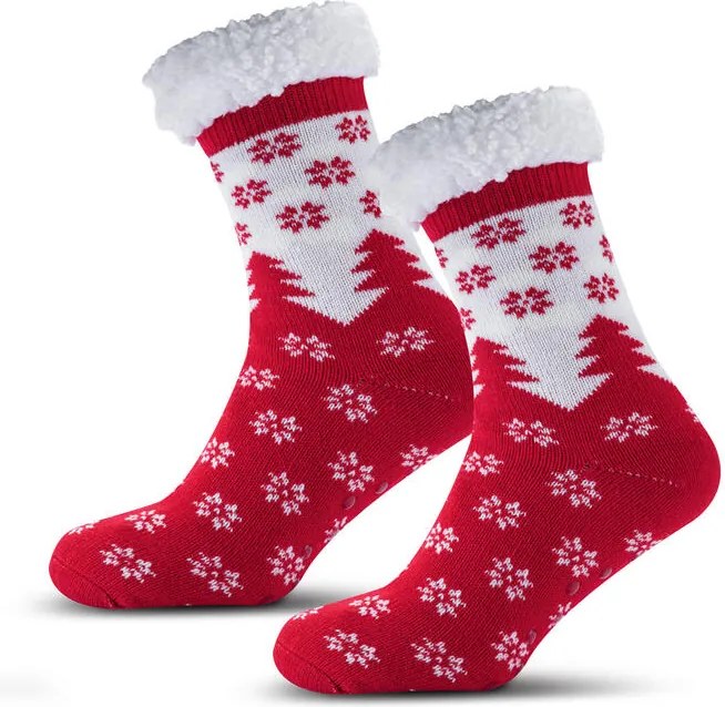 Ponožky na spanie STROMČEK červená veľ. 36 - 40