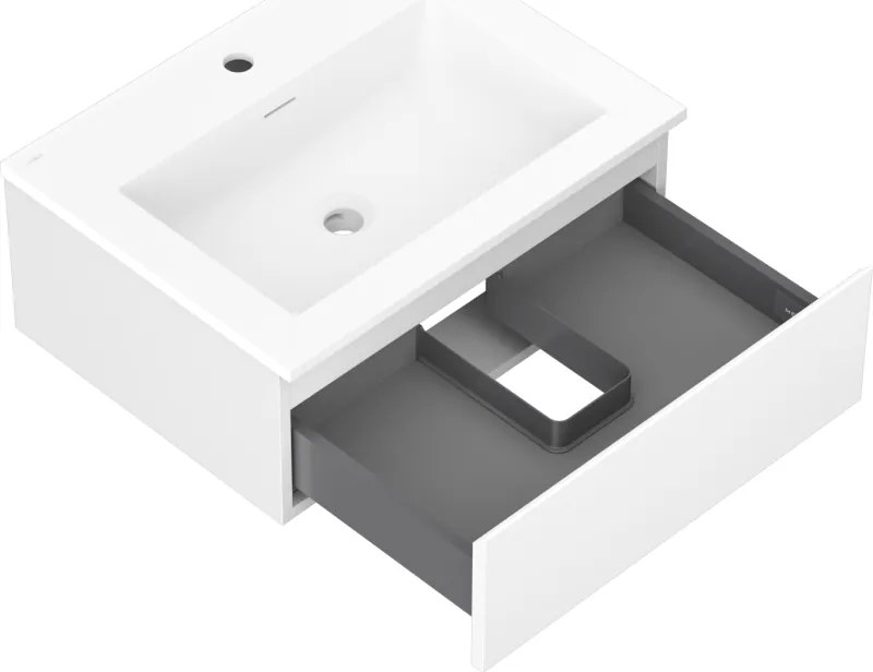 Mexen Orio, kúpeľňová skrinka 60 cm s umývadlom Otis, 1 zásuvka, biela matná, 91A10-06023-1-BF01-W18M01
