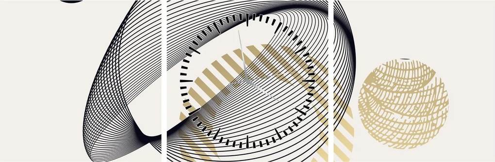 Obraz - Geometrické tvary N⁰3 (s hodinami) (90x30 cm)