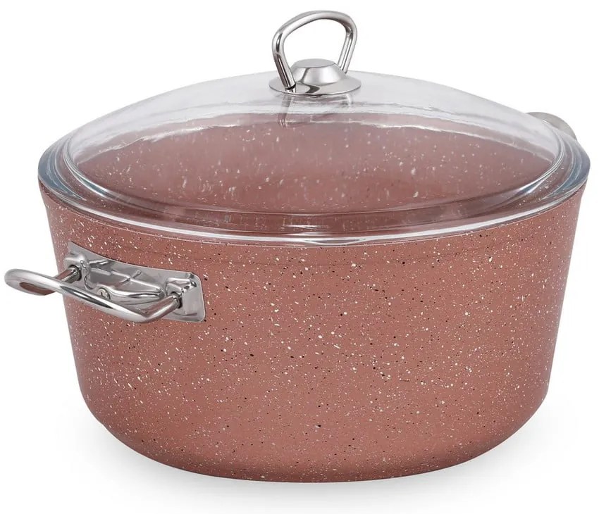 Ružový hliníkový hrniec s pokrievkou Güral Porselen Classic, ø 26 cm