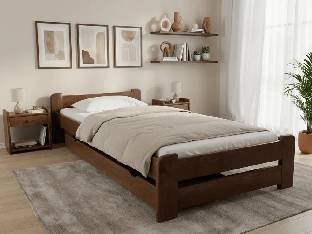 Posteľ Emily 90 x 200 cm, dub Rošt: S latkovým roštom, Matrac: Matrac DELUXE 10 cm