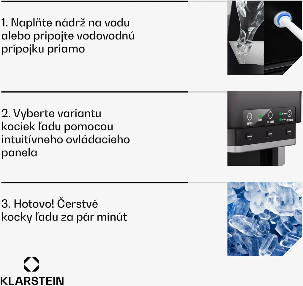 Klarstein ArcticBlend 3v1 výrobník ľadu, 20 kg/24h, Bullet Ice, Drvený ľad, Dávkovač vody