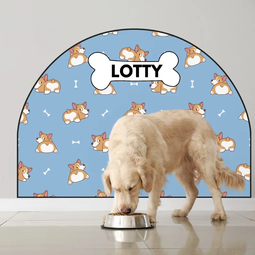 PIPPER. Ochranná textilná nálepka na stenu - Oblúk - Corgi Veľkosť: 120x96cm, Motív: s menom