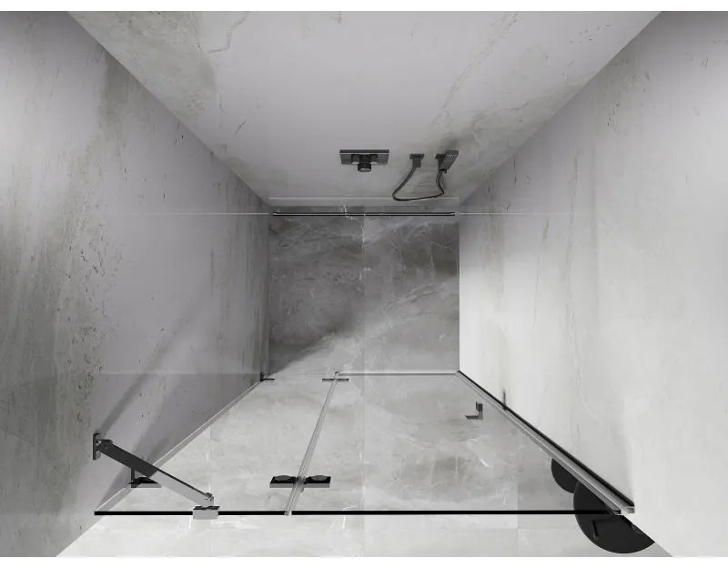 Mexen, Mexen Lunar ľavé otočné sprchové dvere 125 cm, transparentné, chróm - 834-125-000-01-00-L