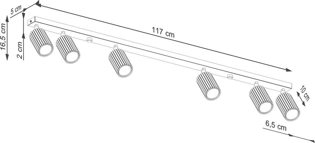 Bodové svietidlo Karbon, 6x tmavobéžové hliníkové tienidlo, (možnosť polohovania)