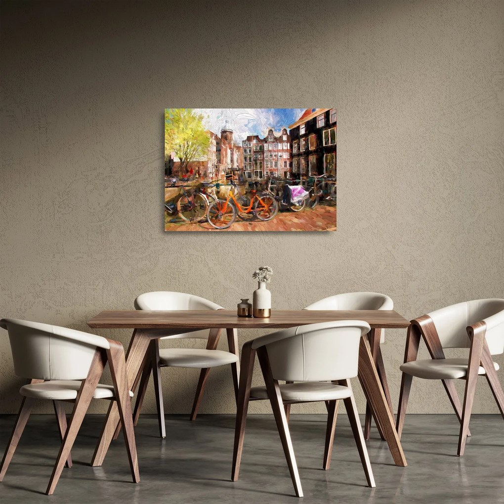Sklenený obraz - Amsterdam, maľba (70x50 cm)