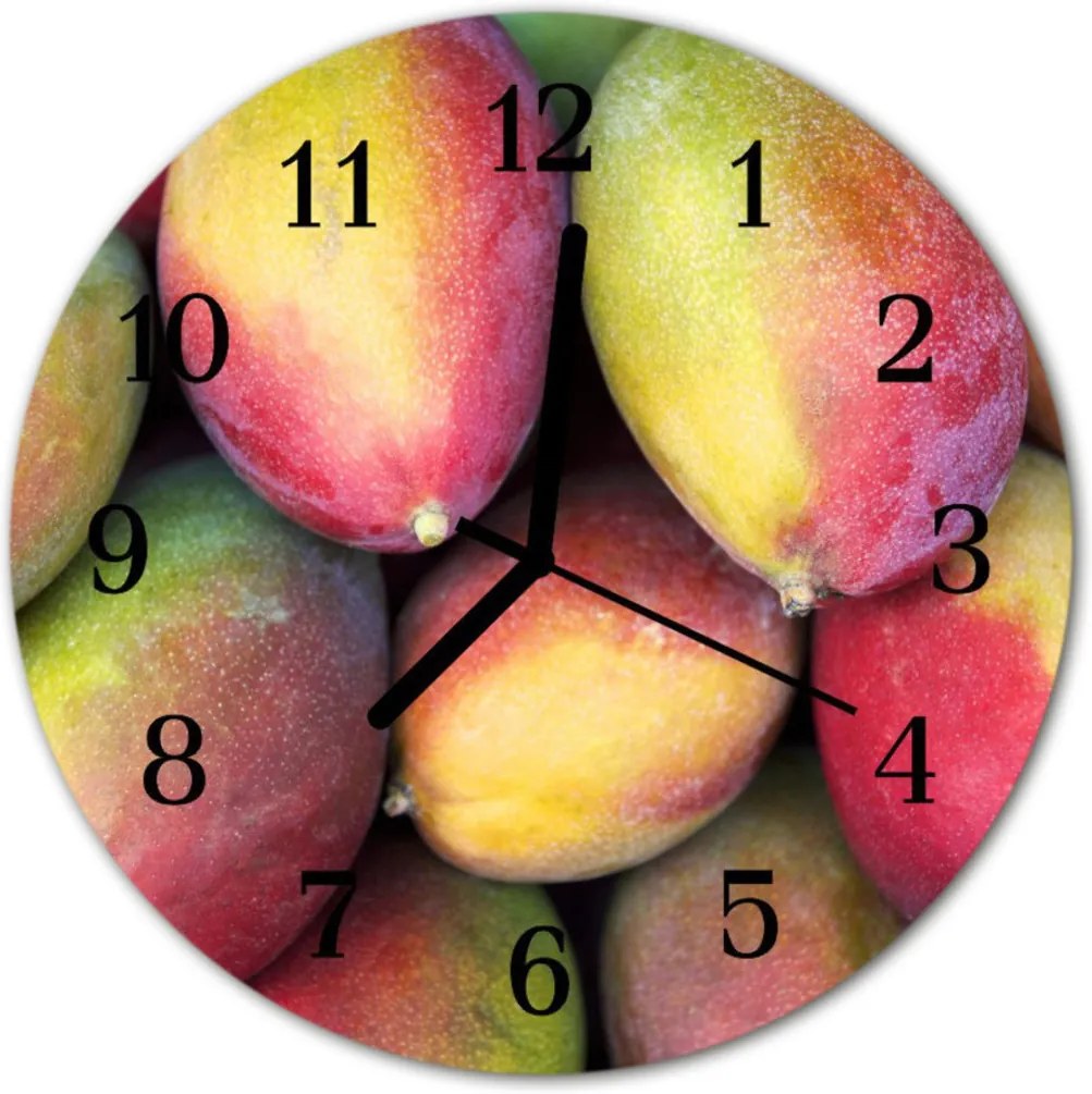 Sklenené hodiny okrúhle  ovocie