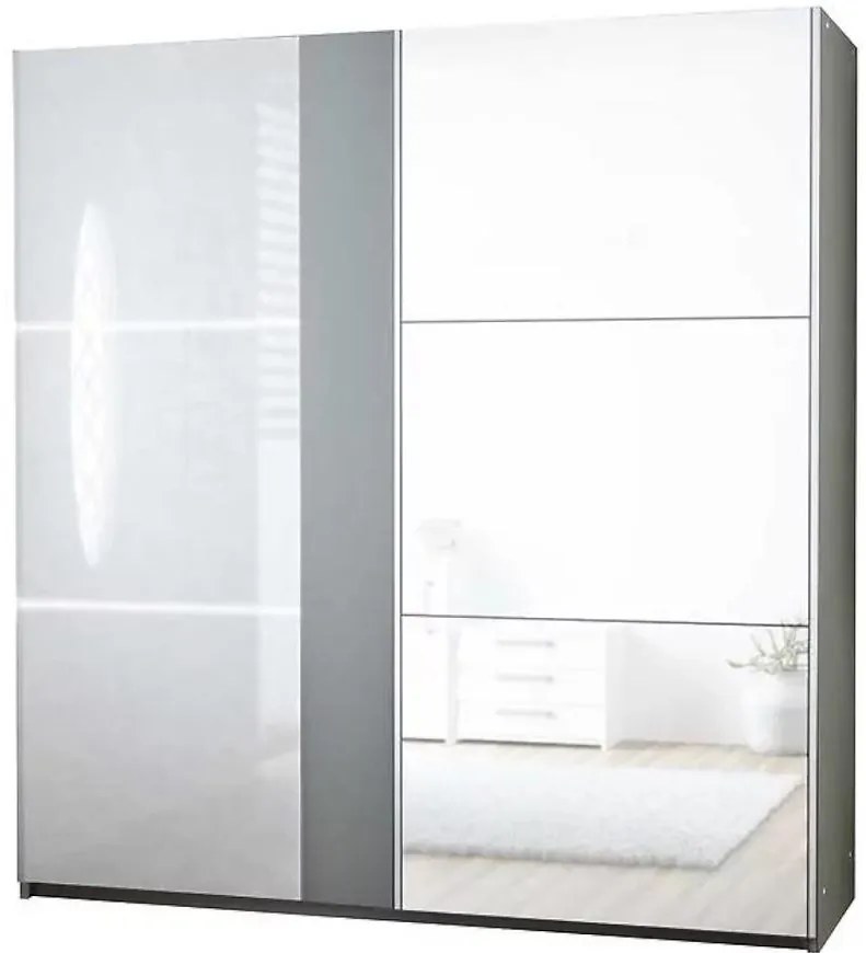 Skriňa Tunis 200 cm biela/fialová  Led