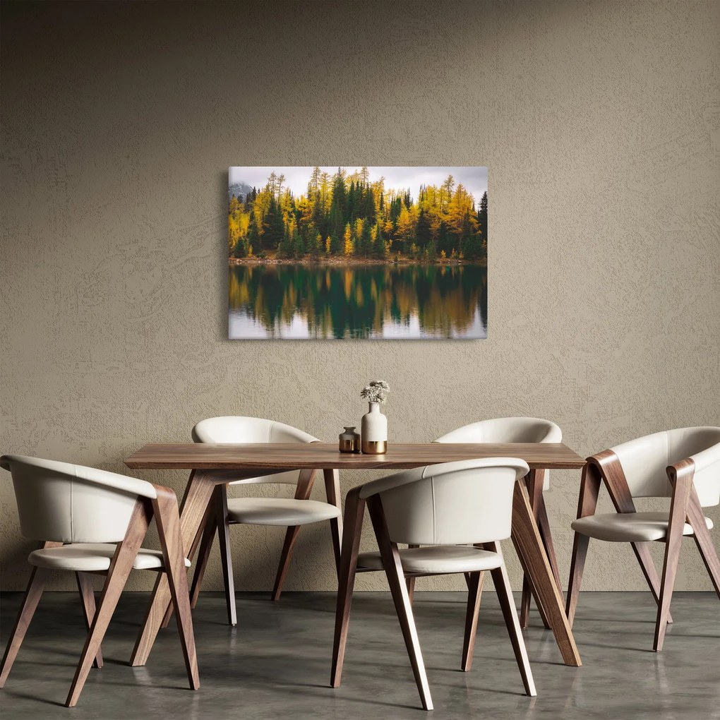 Obraz lesného jazera (90x60 cm)