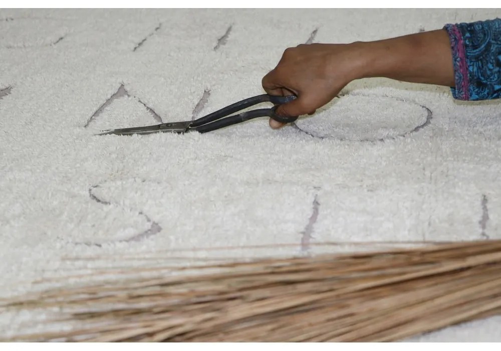 Krémový prateľný ručne tkaný bavlnený detský koberec 120x160 cm ABC – Lorena Canals