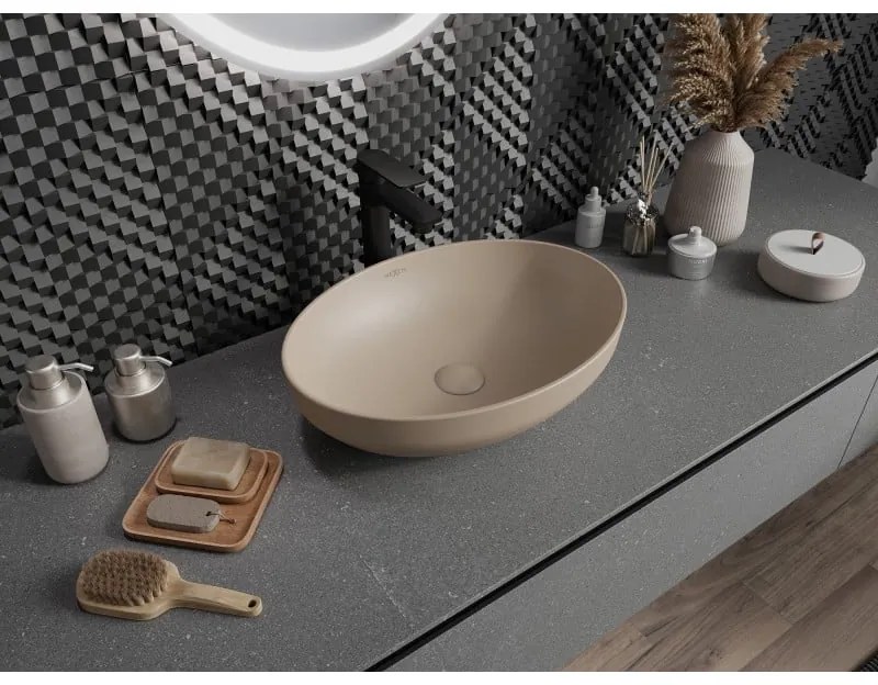 Mexen Cornelia, umývadlo na dosku 50 x 36 cm, cappuccino matná, 21885064