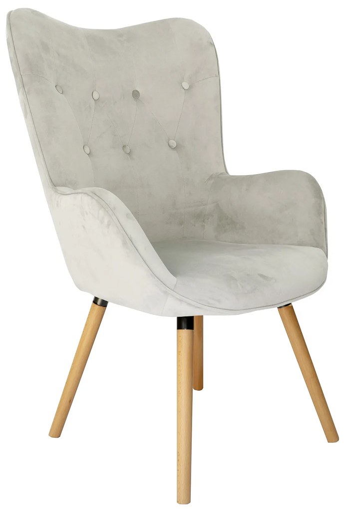 Svetlosivé zamatové kreslo COZY